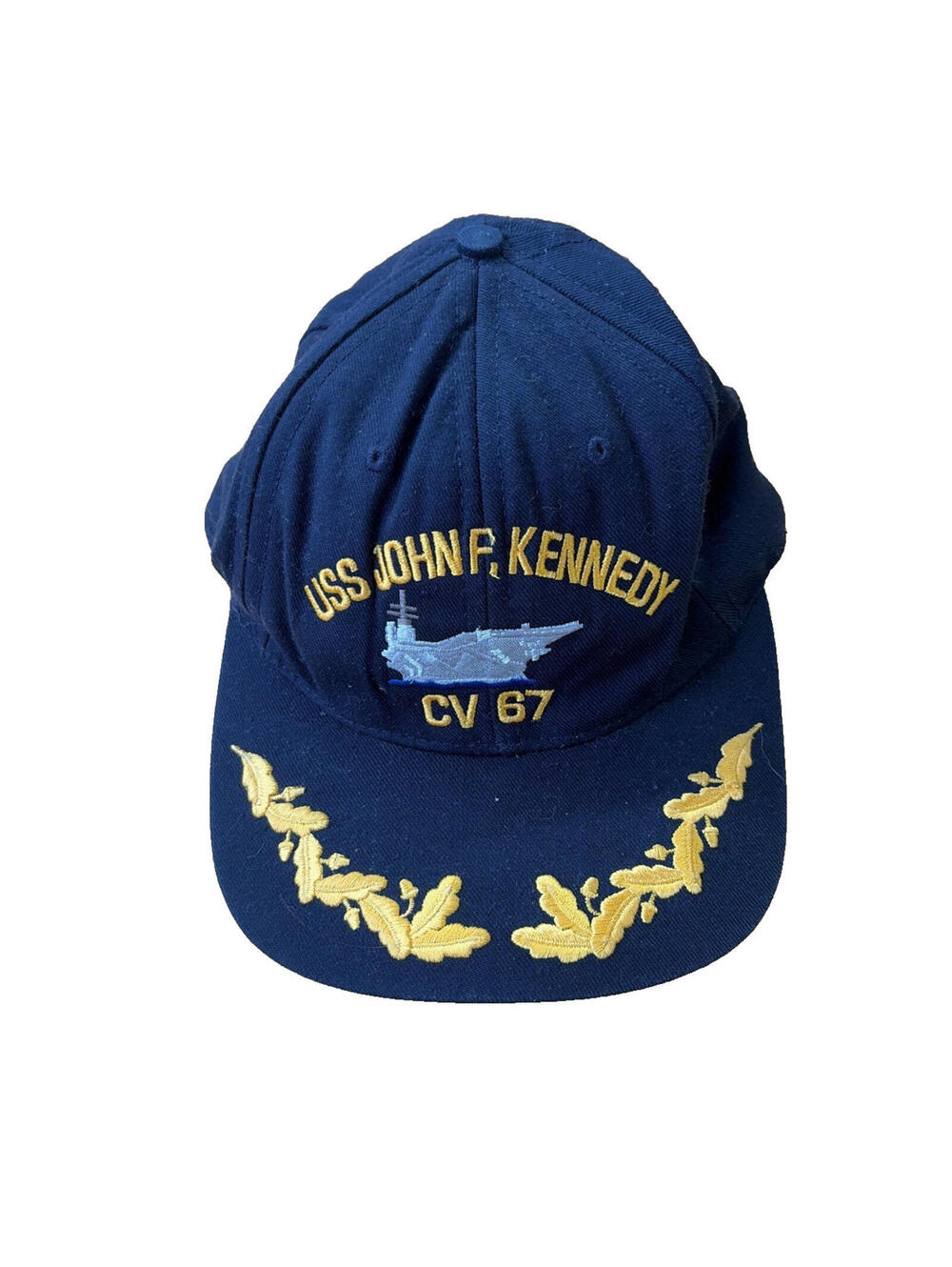 USS John F. Kennedy CV-67 Hat Snapback Military Blue Made in USA CAP Large EUC